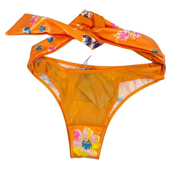 NWT Savage X Fenty Night Blooms High Leg Floral Mesh Bow Bikini Bottoms Size S - Picture 6 of 6